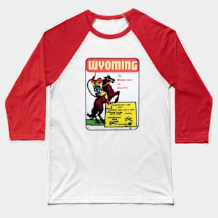 Wyoming - 1950s Tourist Window & Luggage Decal Baseball T-Shirt